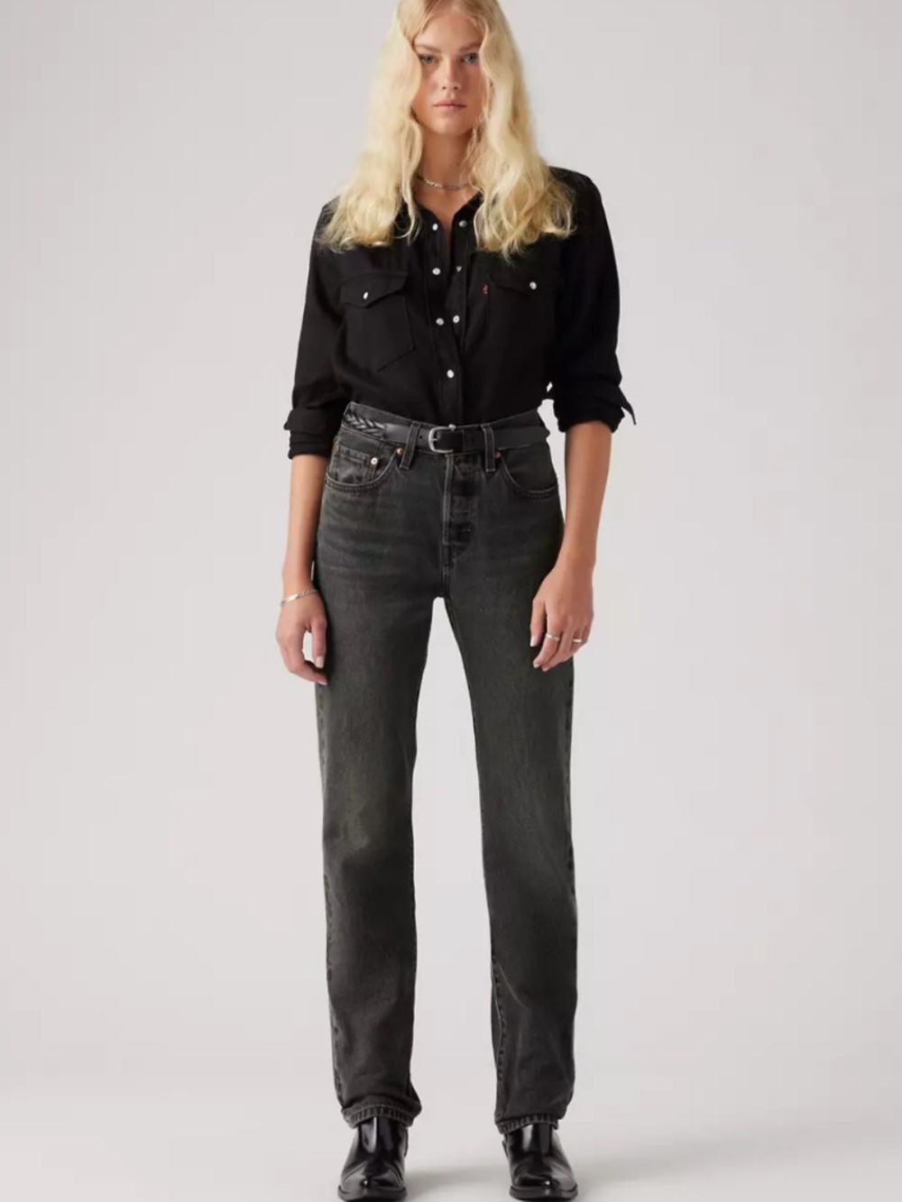 Levis 501 Black Faded Jeans